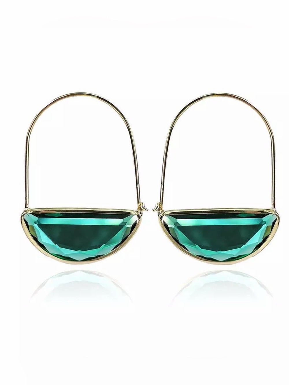 🍋2/$30 New Anthro Emerald Green Faceted Crescent Earrings